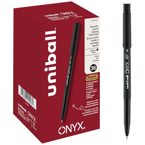 uniball Onyx Rollerball Pens, Fine Point (0.7mm), Black, 72 Pack