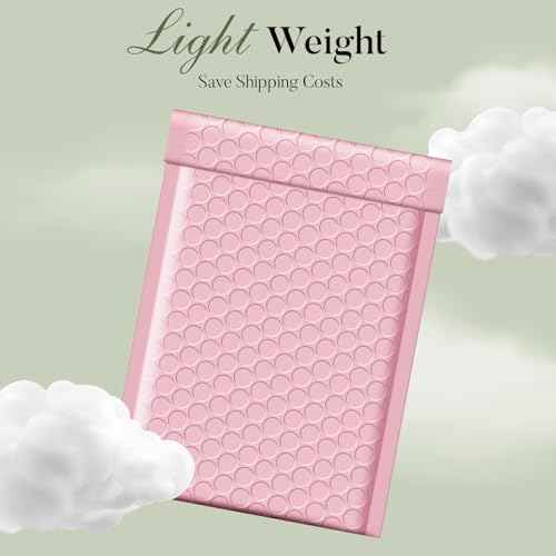 METRONIC 4x8 Bubble Mailers 200Pack, Waterproof Light Pink Padded Mailers, Self Seal Padded Envelope for Small Business Packaging Supplies Bubble Mailer Usable Size 4x7