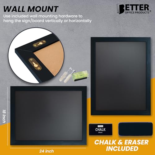 Large Magnetic Chalkboard Wall Sign 18x24 Rustic Wood Frame Office Home