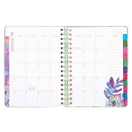Lilly Pulitzer Large Monthly Planner August 2025 - December 2026, Monthly Agenda & Calendar, Stickers, Pockets, & Spiral Binding (Catchin Rays)