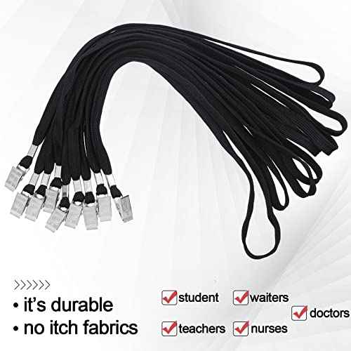 Hoolerry 300 Pcs Lanyards Clips Bulk for ID Name Badge Holder Lanyards Flat with Swivel Hook for Office School(Black)