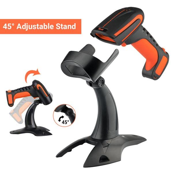 Tera 8100 Wireless 2D Barcode Scanner with Stand - Drop-Resistant Industrial Model
