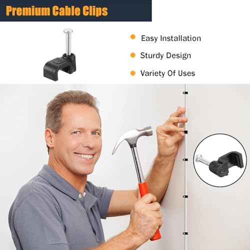 15FT Telephone Extension Cord Cable, Landline Phone Line Wire with RJ11 6P4C Plugs, Includes Cable Clips - Black - 2 Pack