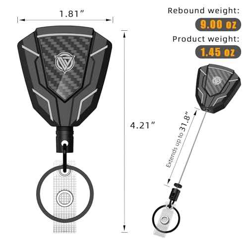 Oaridey Heavy Duty Retractable Keychain with Belt Clip, Retractable Badge Holders with Carbon Fiber Front, Badge Reels Retractable with Key Ring and 31.8¡± Steel Cord, 9oz Rebound - 2 Pack