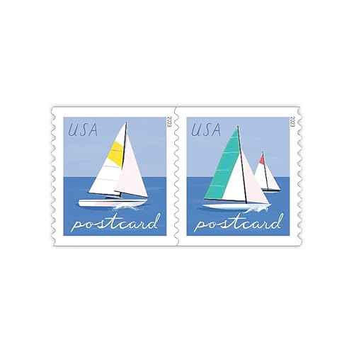 Sailboats Postcard Stamps (1 Roll (100 Stamps))