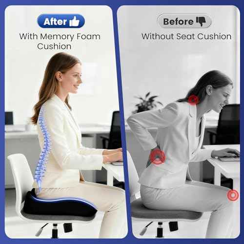 Donut Pillow Seat Cushion Memory Foam Office Chair Cushion for Tailbone Pain Long Sitting Hemorrhoid Pillow for Wheelchair Computer Desk Chair Car, Home, Pressure Relief Pad for Hip, Black