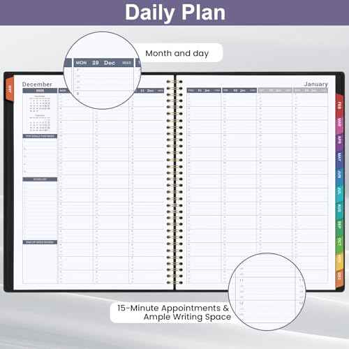 2026 Appointment Book - 2026 Daily Hourly Planner, Large Planner Weekly Monthly Appointment Book 2026, 8.5" x 11", Jan 2026- Dec 2026 Planner with 15-Minute Interval - Black