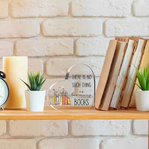 Book Lovers Gifts, Acrylic Heart Sign Paperweight Presents, Reading Accessories, bookish Gifts for Book Lovers Women, Readers, Bookworm