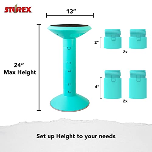Storex Active Tilt Stool ? Ergonomic Seating for Flexible Office Space and Standing Desks, Adjustable 12-24 Inch Height, Teal (00325A01C)