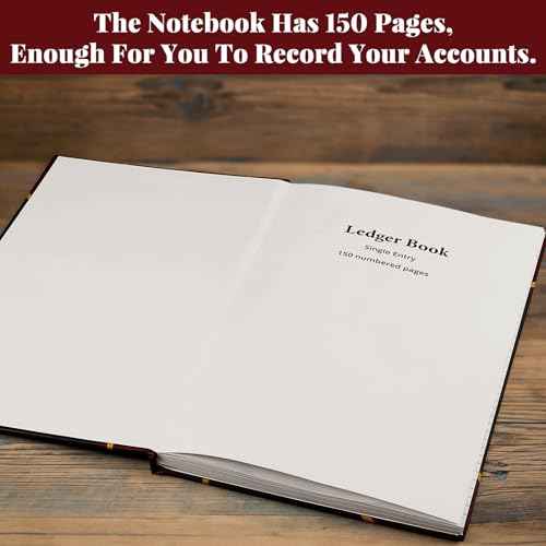 Jetec 2 Pcs Black Ledger Books for Bookkeeping 11.4 x 7.5 Inches Accounting Book Accounting Notebook for Tracking Money, Expenses