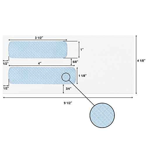 ValBox 500 Count #10 Double Window Envelopes 4-1/8x9-1/2" Self Seal Security Envelopes for QuickBooks Invoices, Business Statements and Legal Documents