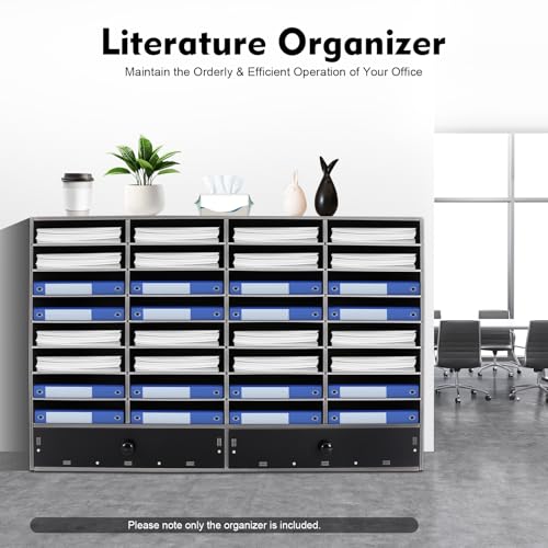 JLYNOWPT Literature Organizer, 32 Compartments Desktop File Sorter with 2 Drawers, Black