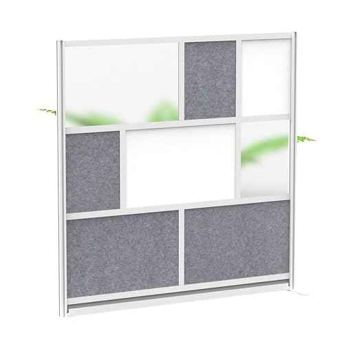FSE 373-MW-7070-FWCG Modular Room Divider Wall System - 70" x 70" Starter Wall - Silver Frame, Whiteboard