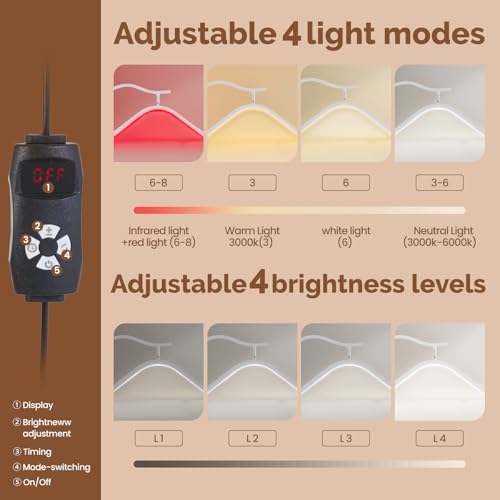 LED Floor Lash Light Lamp, Infrared Red Light Therapy with Stand Adjustable Half Moon Lamp for Lashes and Estheticians,Tattoo,Nail, Beauty,Body Face(White)
