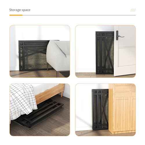 32 inch Small Folding Desk, Writing Gaming Computer Camping Desk for Small Spaces, No Assembly Required Home Office Desk, Black Oak