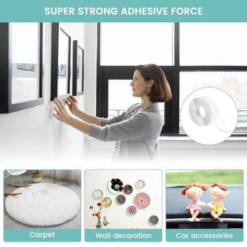 Double Sided Nano Tape Heavy Duty, Strong Sticky Extra Large (1.18in x 9.85Ft ) Removable Mounting Tape, Clear Multipurpose Wall Decor Adhesive Tape for Poster, Picture Hanging, Carpet, Photos Frames