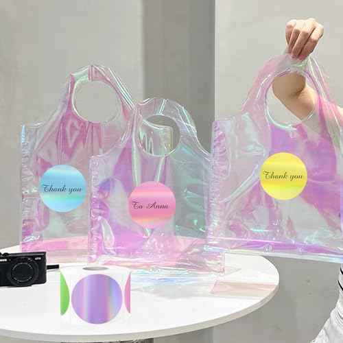 2" Circle Holographic Thermal Label Stickers, Round Printable Rainbow Glitter Thermal Printer Sticker Labels for Gift Wrapping- Spring Color/ 5 Colors