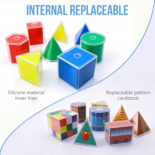8-Piece Geometric 3D Shapes & Folding Nets Math Manipulative Set for STEM Learning