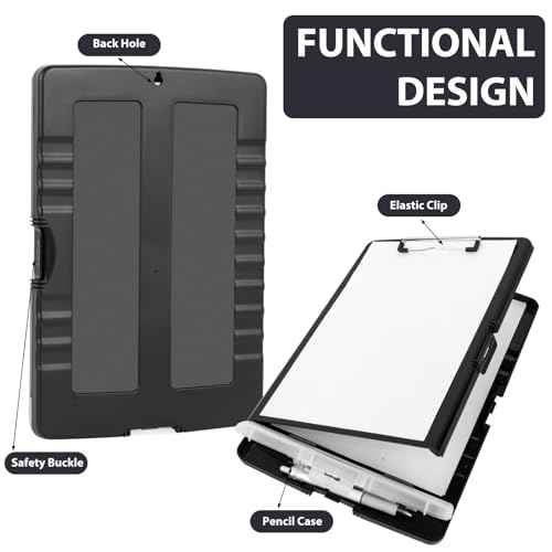 5 PCS Clipboard with Storage High Capacity Plastic Clipboard with Pen Holder Heavy Duty Nursing Clipboards Folder Side Opening Smooth Writing Clipboards with Low Profile Clip for for School & Office