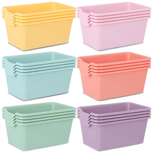 Pastel 24 Pack Plastic Cubby Bins for Classroom & Home Organization