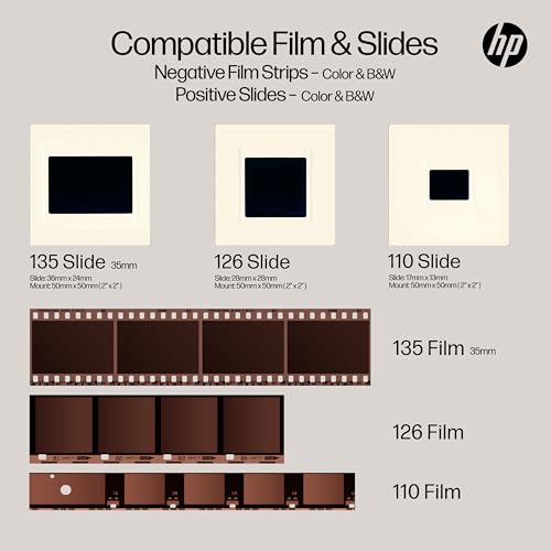 HP Film & Slide Scanner HPFS500 - 13MP Negative and Slide Digitizer with Touchscreen