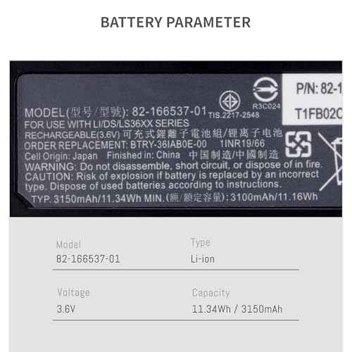 DS3678 Scanner Battery for Zebra DS3600 DS3678 LI3678 LI3678-SR LS3678 DS3678-SR0F003VZWW DS3678-SR DS3678-HD DS3678-ER Series Scanners, BTRY-RF20GAB0E-00 82-166537-01 3.6V 3150mAh/11.34Wh