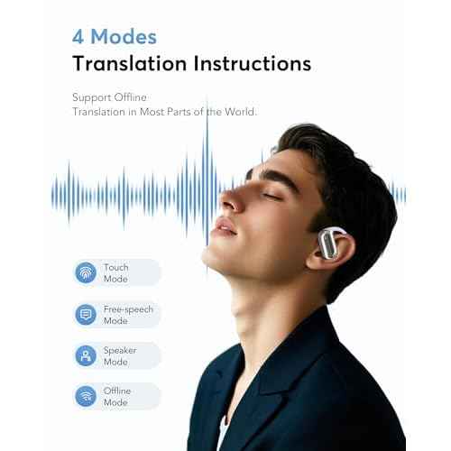AI Translation Earbuds Real-Time, 144 Languages & Accents,3-in-1 Open Ear Wireless Earbuds with Charging Case, Compatible with iOS & Android, Ideal for Travel, Business, Learning,Purple