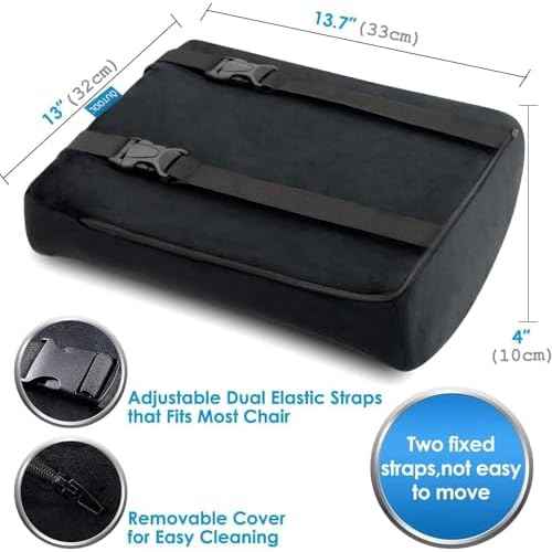 Memory Foam Seat Cushion & Lumbar Support Pillow for Office Chair Car Wheelchair Orthopedic Chair Pad and Back Cushion with Adjustable Straps for Lower Back, Tailbone, Sciatica, Hip Pain Relief