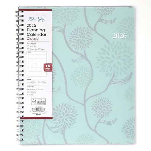 Blue Sky 2026 Monthly Planner Calendar, January 2026 - December 2026, 8" x 10", Flexible Cover, Laminated Tabs, Durable Twin Wire Binding, Rue Du Flore