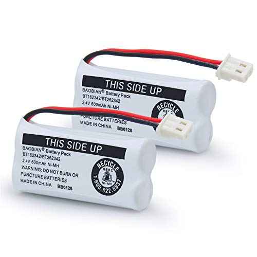 BT162342 BT262342 Battery Compatible with for BT183342 BT283342 BT166342 BT266342 VTech CS6114 CS6419 CS6719 at&T EL52300 CL80111 Cordless Phone (Pack of 2)