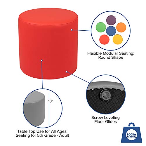 Flash Furniture Nicholas Soft Seating Flexible Circle for Classrooms and Common Spaces - 18" Seat Height (Red)