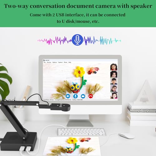 Kitchbai 12MP USB Document Camera with 9X Zoom & Remote Control for Classroom & Live Demos