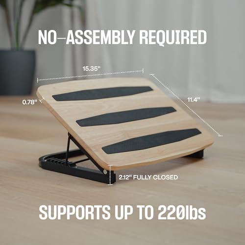 Adjustable Under-Desk Walnut Foot Rest - 7-Angle Ergonomic Foot Stool by COREMINDED