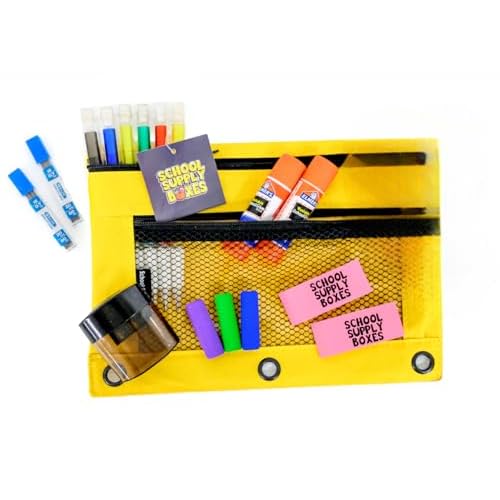 Elementary School Essentials Bundle | 1 Box - 91 Pieces per Box | School Supply Boxes - Back to School Essentials | Includes Binders, Folers, Notebooks, Filler Paper, Pencils, Notecards, Pens, & More