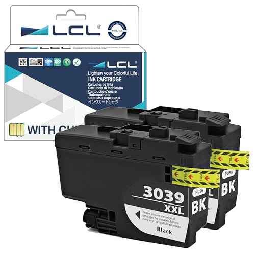 LCL Compatible Ink Cartridge Pigment Replacement for Brother LC3039 XXL LC3039XXL LC3039BK MFC-J5845DW MFC-J5845DW MFC-J5945DW MFC-J6945DW MFC-J6545DW MFC-J6545DW XL (2-Pack Black)