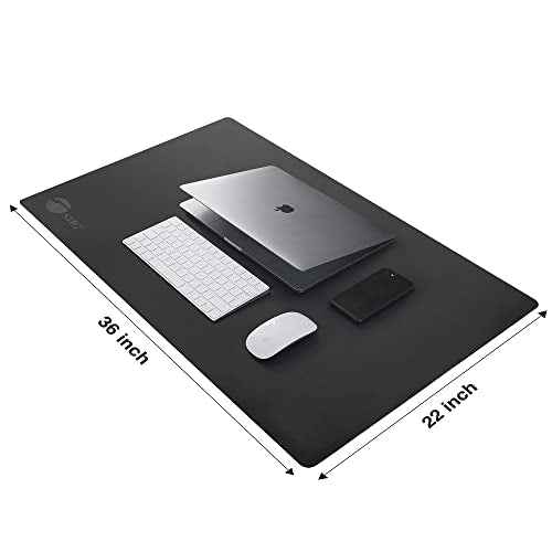 SIIG Extra Large Desk Mat on top of Desk Blotter Protector - 36" x 22" Vegan Leather Mouse Mat for Office, Home Office, Desktop Computer, Laptop, Keyboard and Mouse - Black