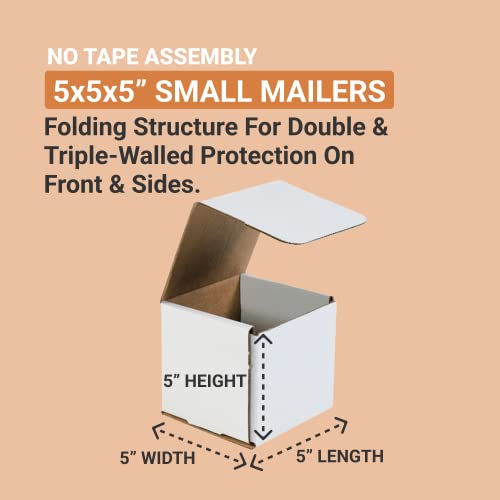 AVIDITI 5x5x5 Shipping Boxes Small (50-Pack) Heavy Duty Corrugated Cardboard Boxes for Packing, Mailing, Packaging, Moving, & Storage, Moving Supplies for Home & Office