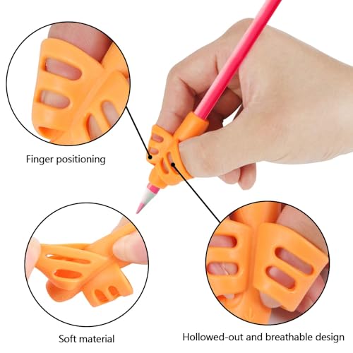 SANNIX 16-Pack Two-Finger Silicone Pencil Grips for Kids Handwriting - Left & Right Hand