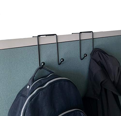 Tetra-Teknica CWH-02-2P Double Hook Space Addition for Partition Wall (Regular) - Black, Pack of 2