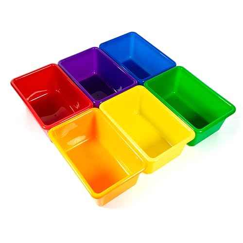 Small Cubby Bins 12 Piece Pack for Office Storage Kids Classroom or Toy Home Organizing Cube Bin with Plastic Container Self Adhesive Labels (11.6 x 7.7 x 4.9 Inch