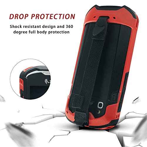 Protective Cover Bumper Case Rugged Boot with Hand Strap for Zebra TC51 TC510K TC52 TC56 TC57 (Red)