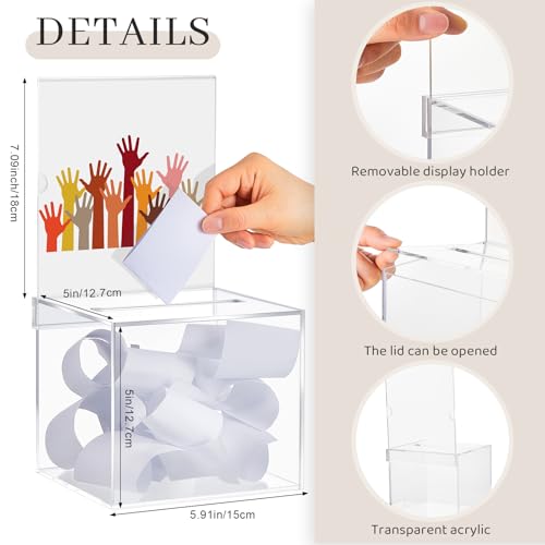 Bucherry 3 Pcs Clear Acrylic Donation Box with Slot, 6x5x5 Inch - Variation 3
