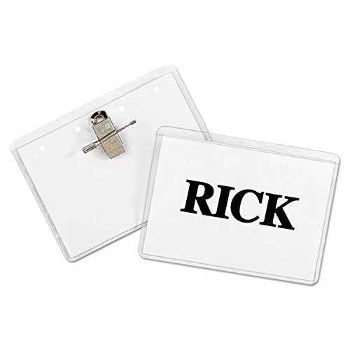 C-Line Clip/Pin Combo Style Name Badge Holders with Inserts, 4 x 3 Inches, 50 per Box (95743)