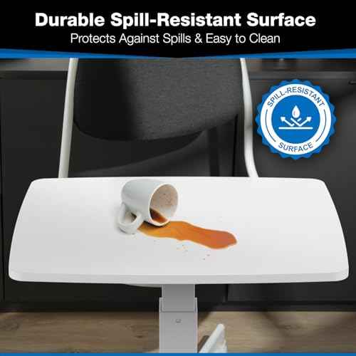 Mount-It! Adjustable Rolling Laptop Desk, Mobile Standing Desk with Wheels, Small Sit-Stand Computer Cart for Home, Office, or Classroom, 29.6?44.2" Height, 23.6"x20.5" Desktop, White