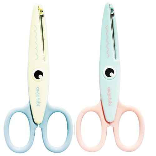 Decorative Pattern Edge Craft Scissors (2-Pack), Fancy Scissors, Suitable for Fun DIY Scrapbooking Crafting Projects for Kids Adults (Beige+blue)