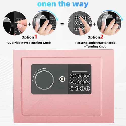 Digital Electronic Money Safe, Steel Security Lock Box with Keypad, Office Hotel Business Jewelry Gun Cash Safe, 0.23 Cubic Feet, 9.06" W x 6.69" D x 6.69" H£¨pink£©