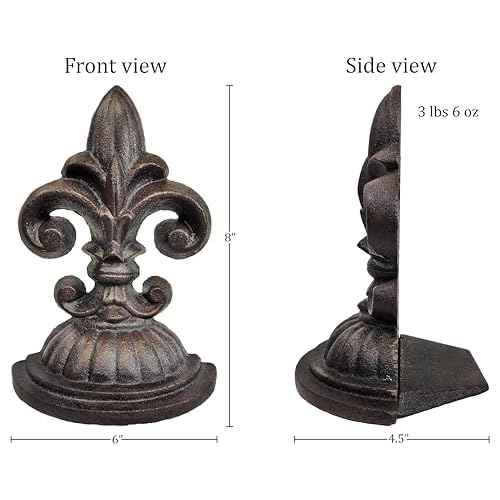 Lulu Decor, Fleur De Lis Sculpture, Door Stop, 2 Lbs, Door Stopper (Antique Black)