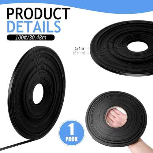 Black Magnetic Tape Roll Thin Strips, 1/4 Inch X 100 feet Magnetic Board Dividers Whiteboard Graphic Decorative Tape Marking Line for Classroom Office Art Accessories