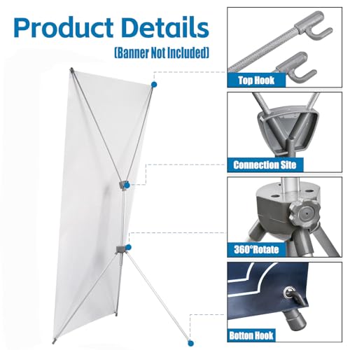 USCNC X Banner Stand Adjustable Fit Banner 23 x 63 to 32 x 78 Inch, Portable Travel Bag, Bigger, More Adaptable Advertising, Stores, Tradeshow, Restaurant, Event, Birthday & Party (1 PACk)