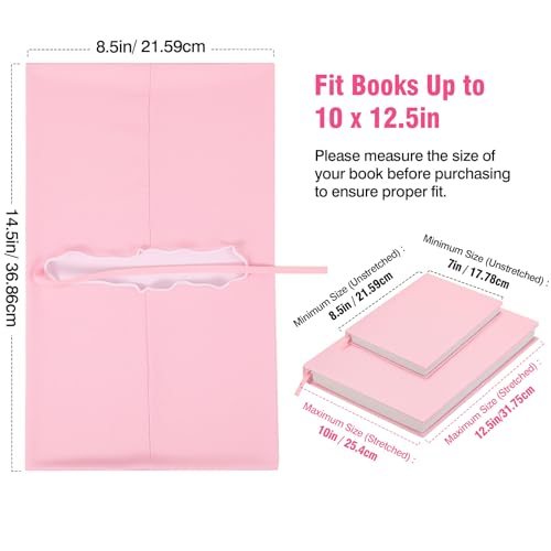 MoKo Book Cover, Reusable and Stretchable Up to 10 x 12.5 in, Pink